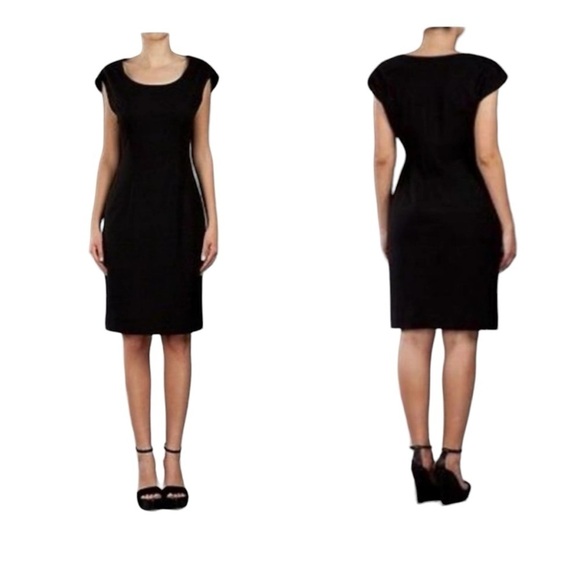 DVF Diane Von Furstenberg Manette Sheath Dress Black Size 6 Small Scoop neck - Picture 1 of 13